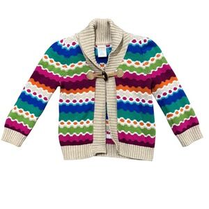 Gymboree Sweet Music Wavy Stripe Colorful Toggle Cardigan Sweater Girls size 3T